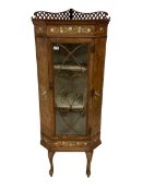 Victorian inlaid walnut floor-standing corner cabinet