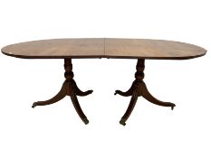 Regency design mahogany twin pedestal dining table
