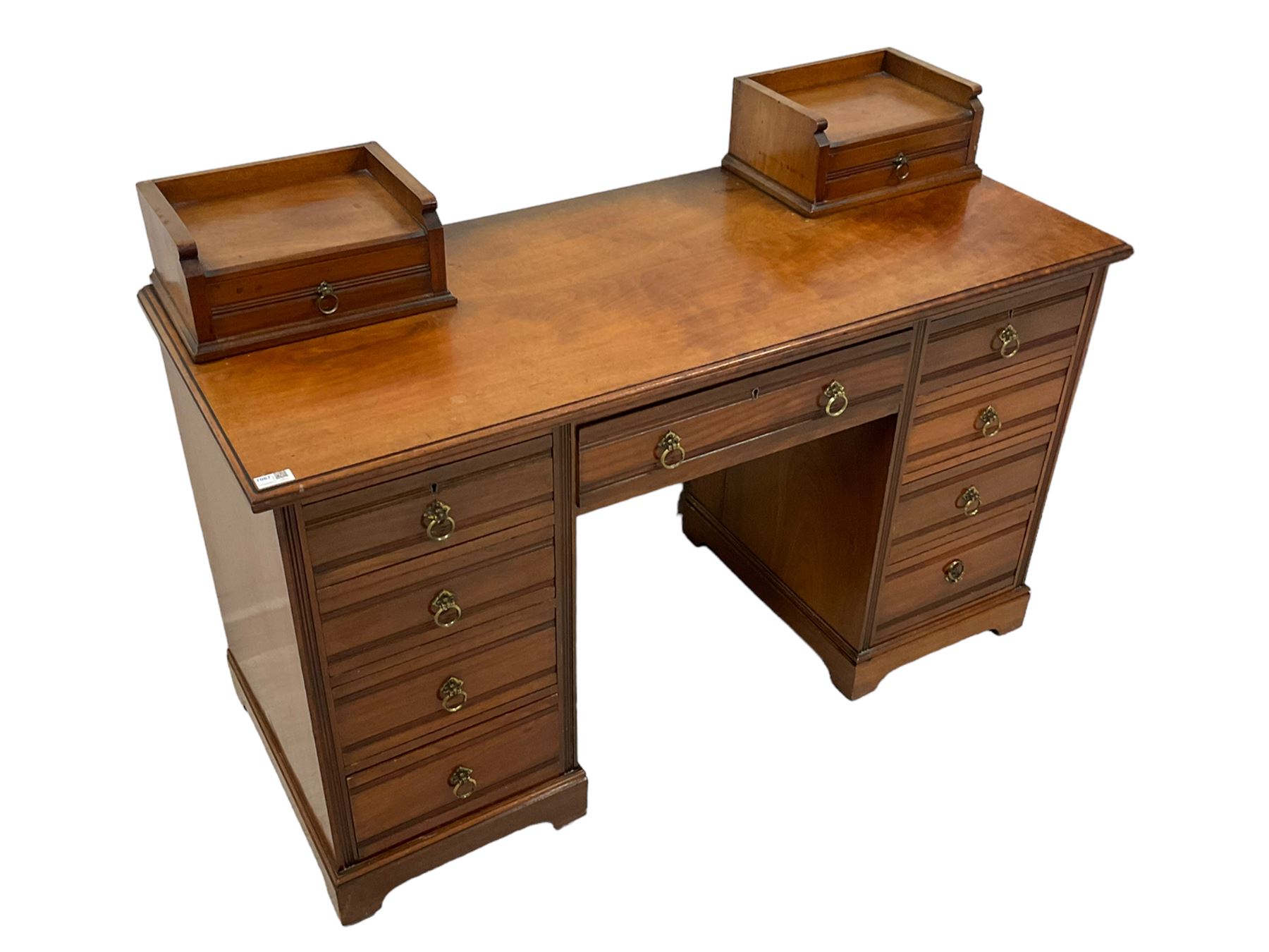 Edwardian walnut twin pedestal desk - Image 3 of 5