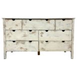 Distressed white and blue painted pine chest