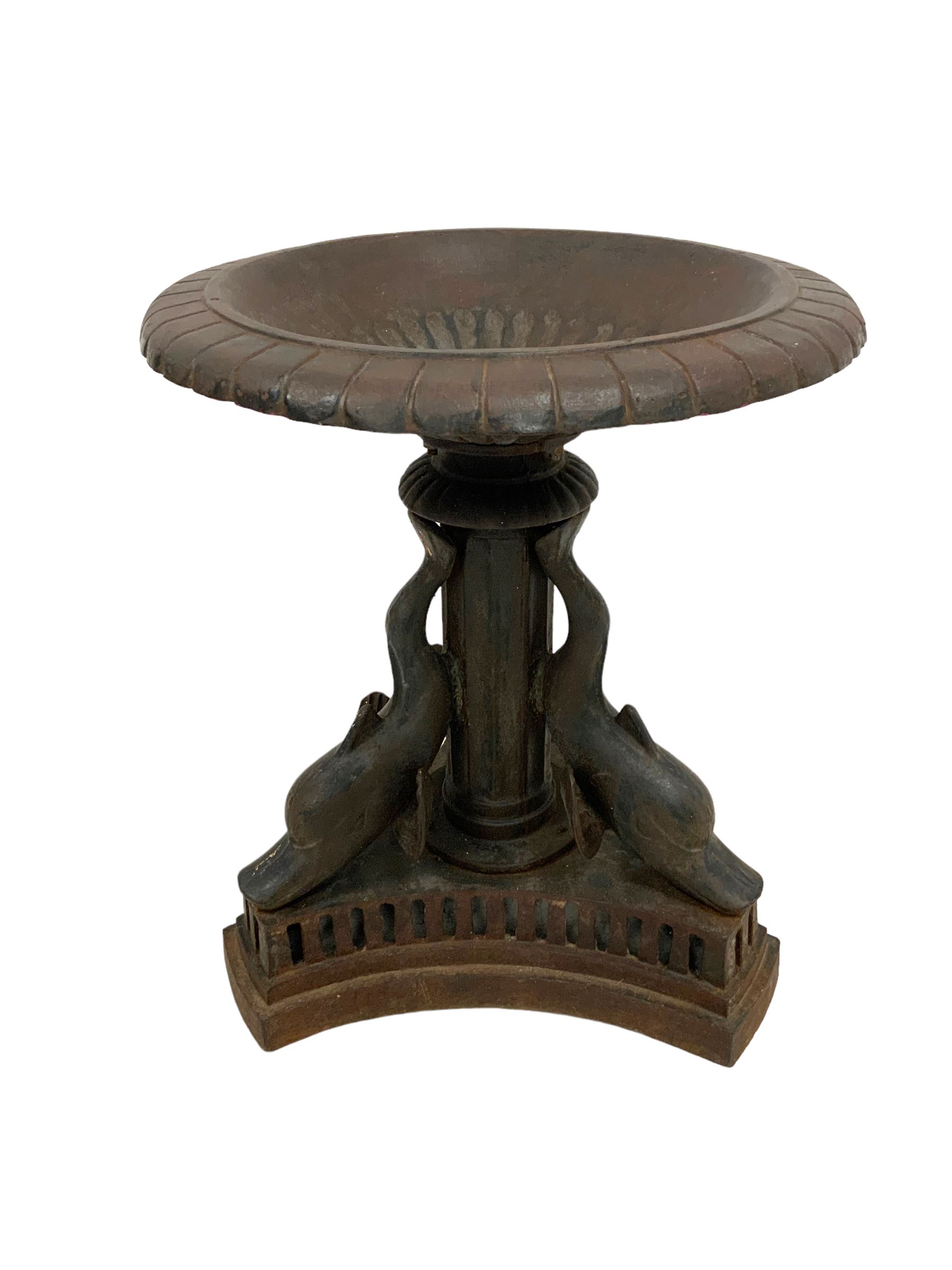 Mid-20th century classical revival cast iron birdbath