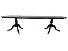 Regency design mahogany twin pedestal dining table