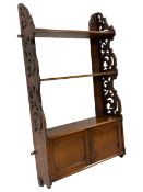 Late 19th century walnut wall hanging bookcase