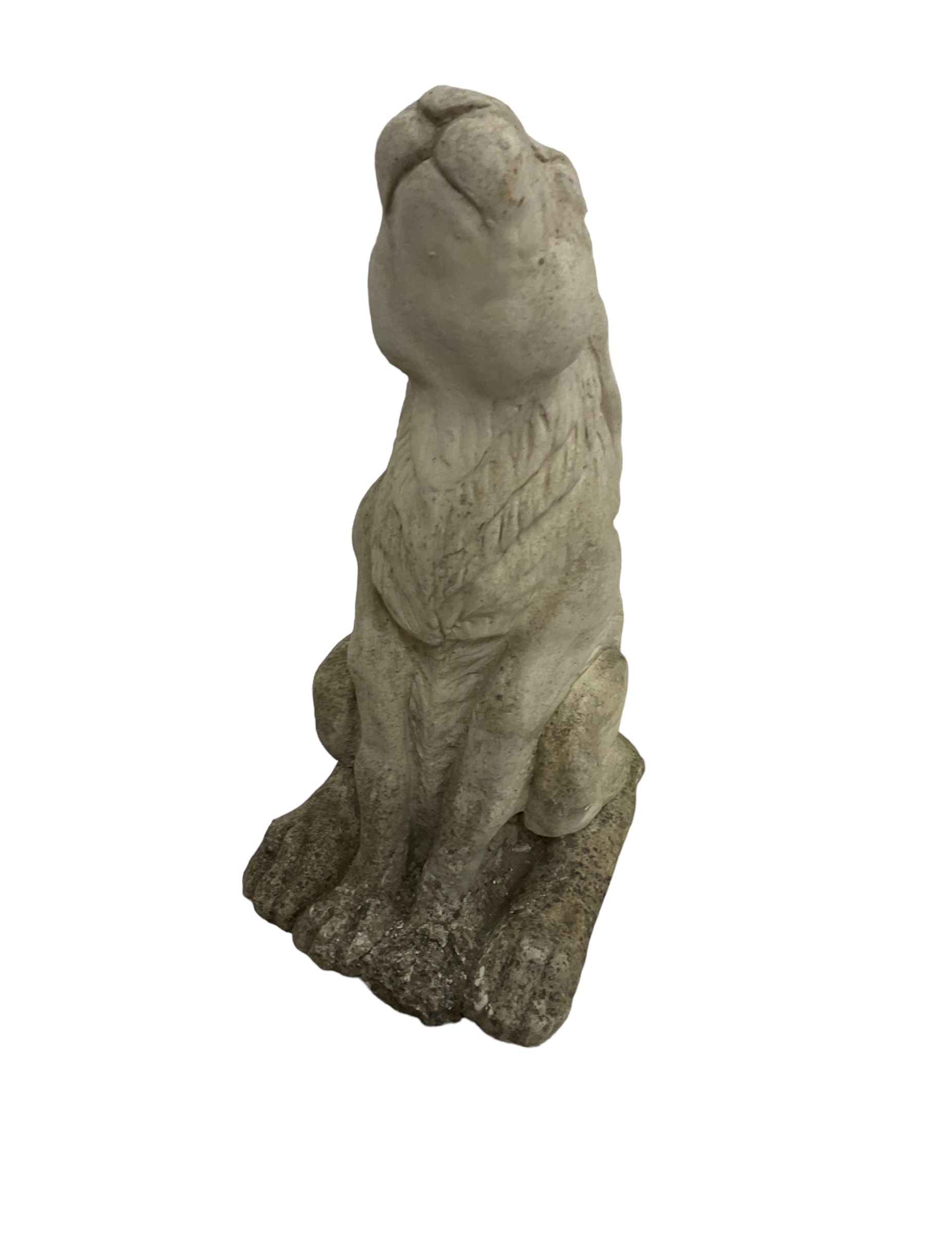 Composite stone garden statue of a moon-gazing hare - Image 2 of 4