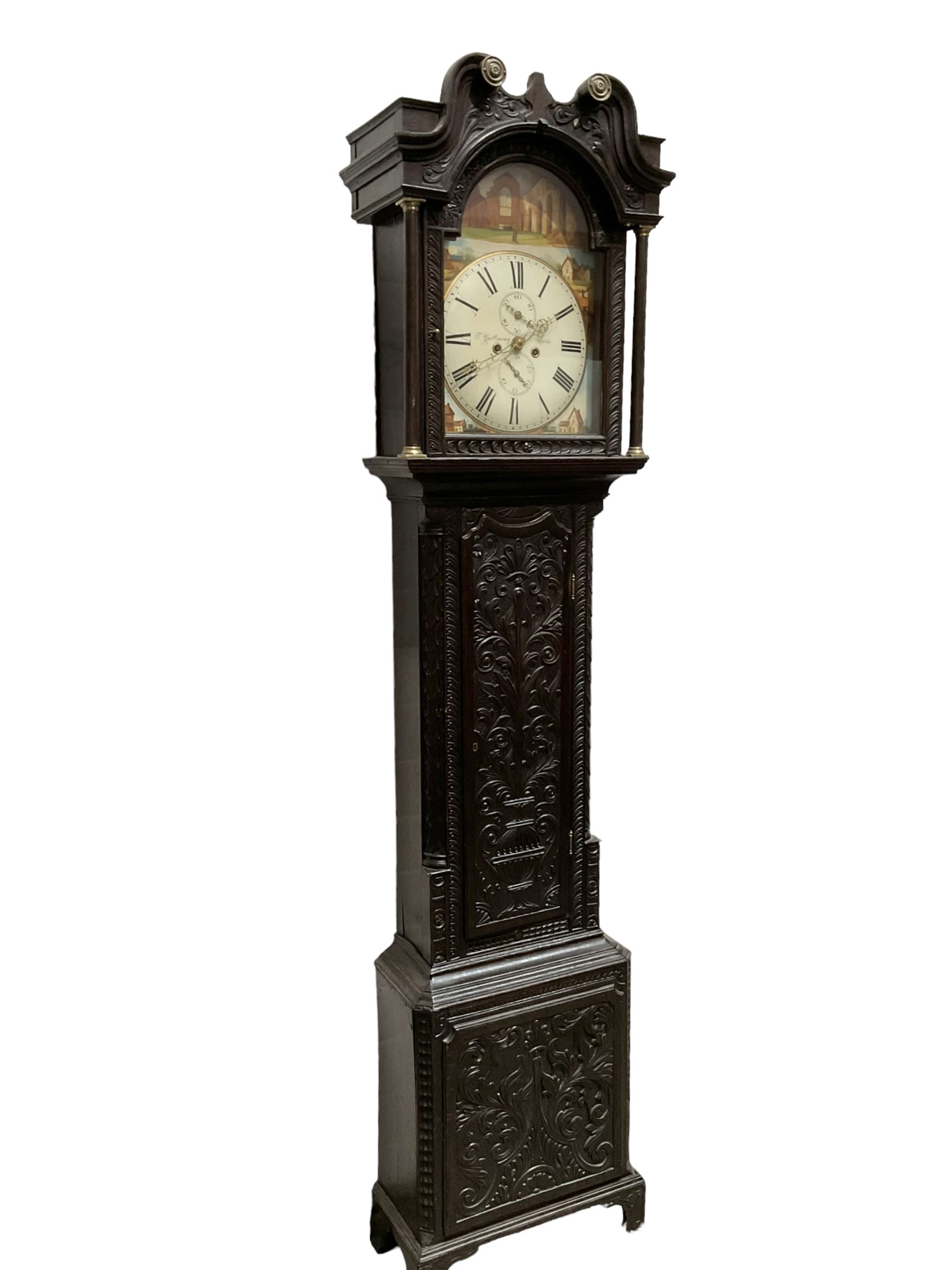 Carved 8-day oak longcase - dial inscribed J Galloway Leeds - Image 5 of 7