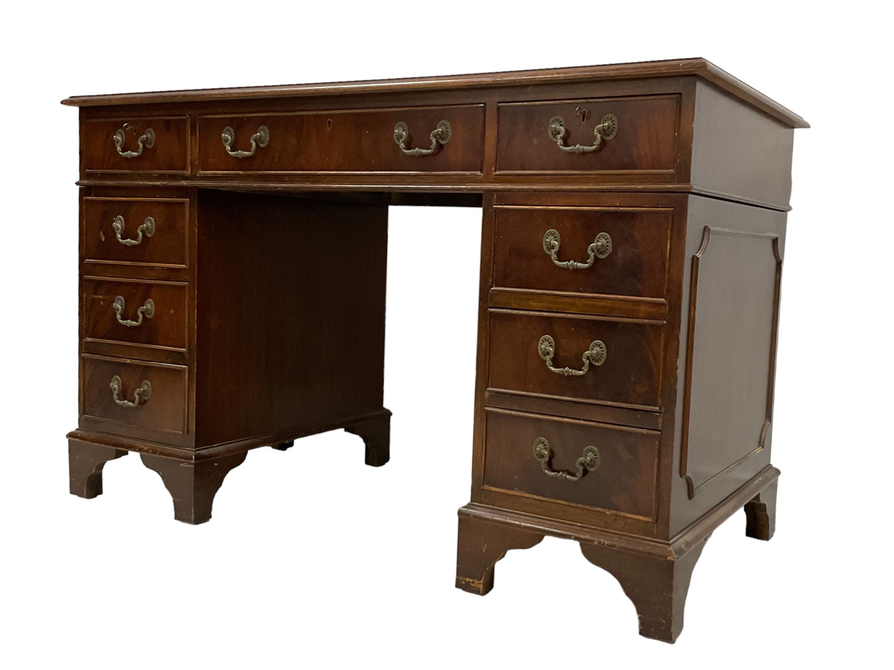 Edwardian mahogany twin pedestal desk - Image 2 of 4