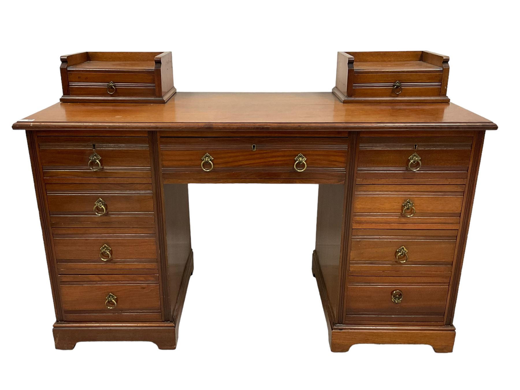 Edwardian walnut twin pedestal desk - Image 4 of 5