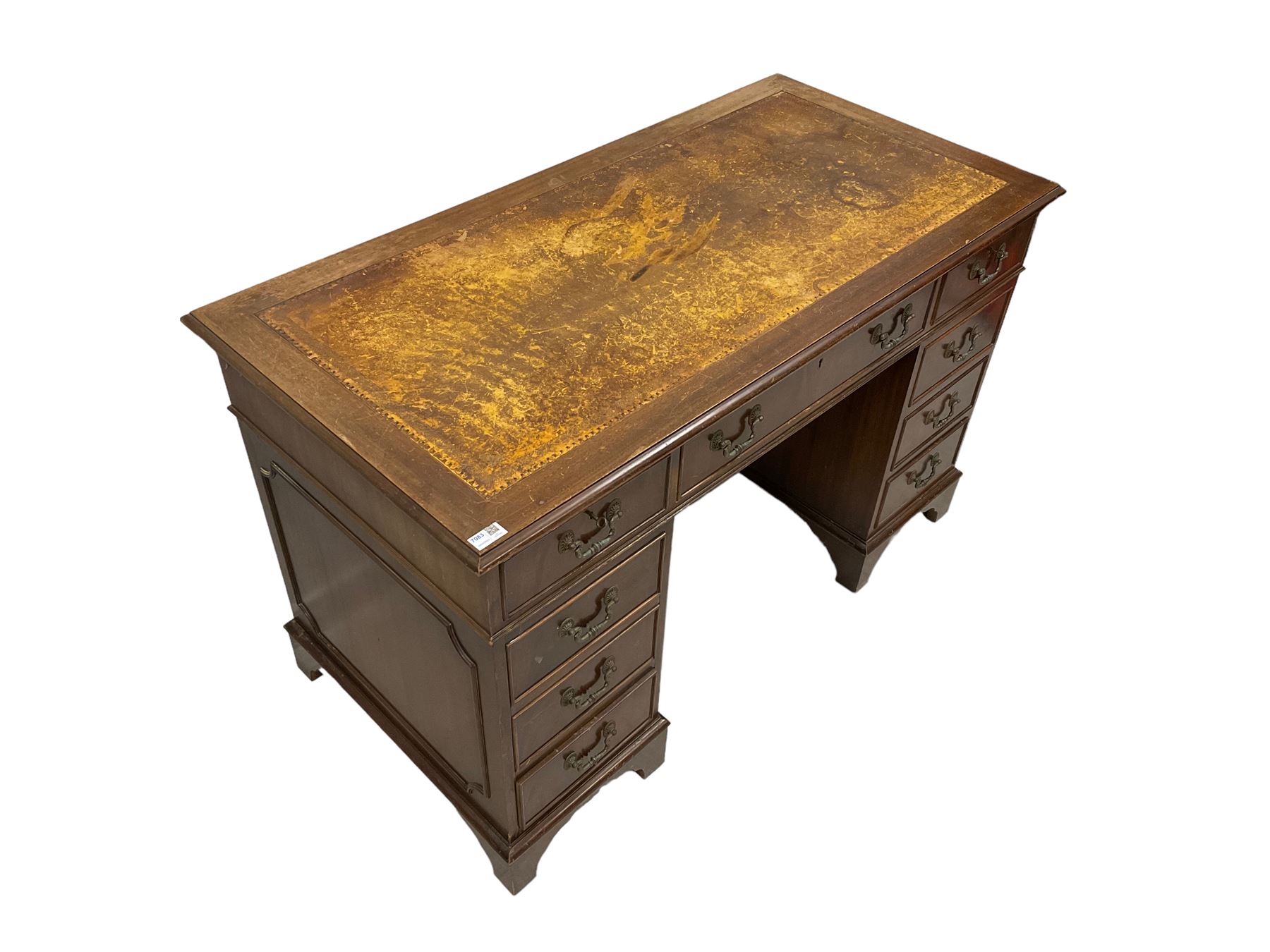 Edwardian mahogany twin pedestal desk - Image 3 of 4