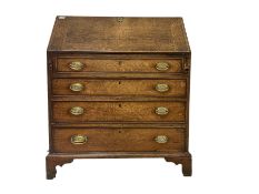 George III oak and mahogany crossbanded bureau