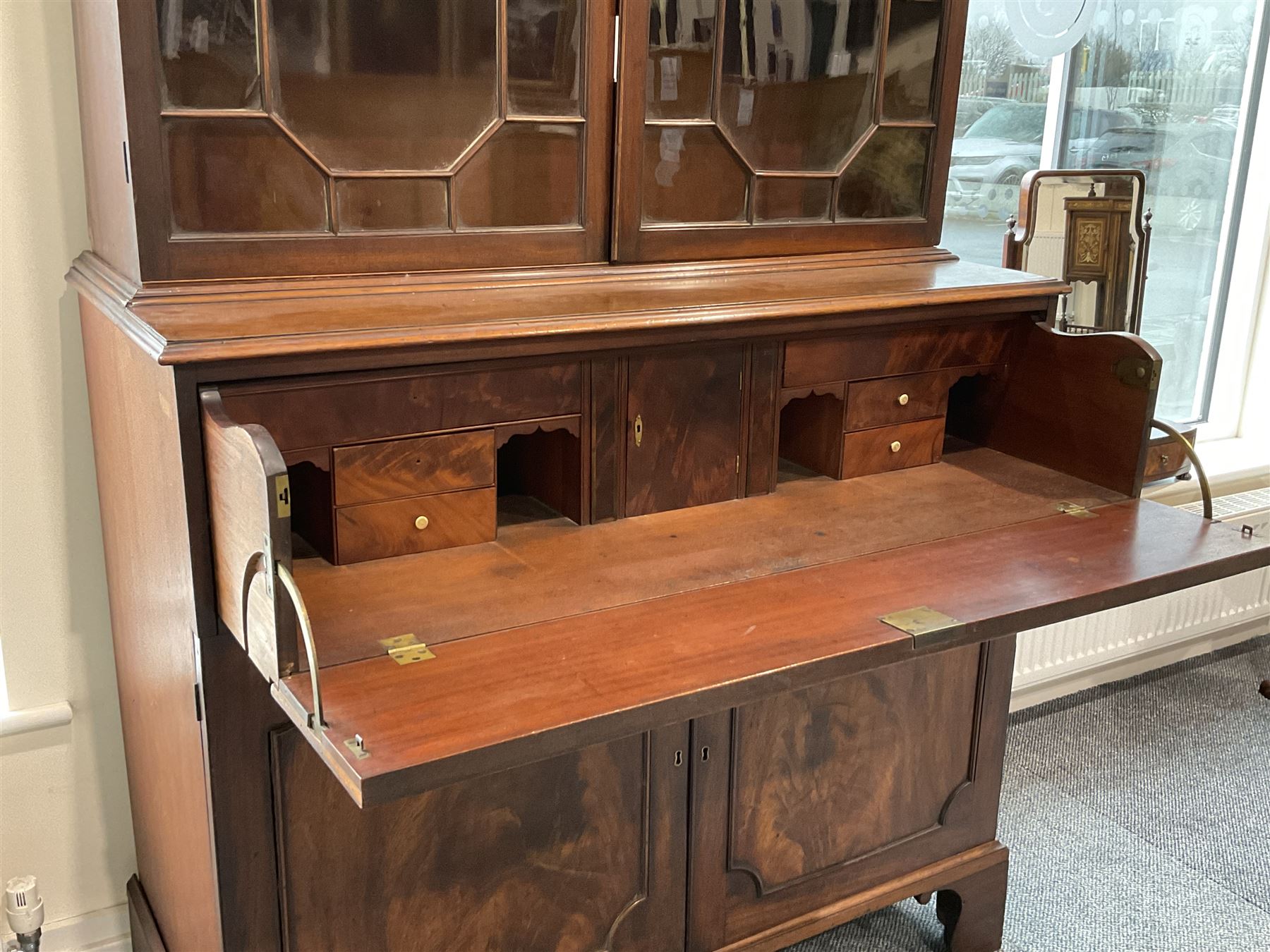 George III Gillows design mahogany secretaire bookcase - Image 2 of 7