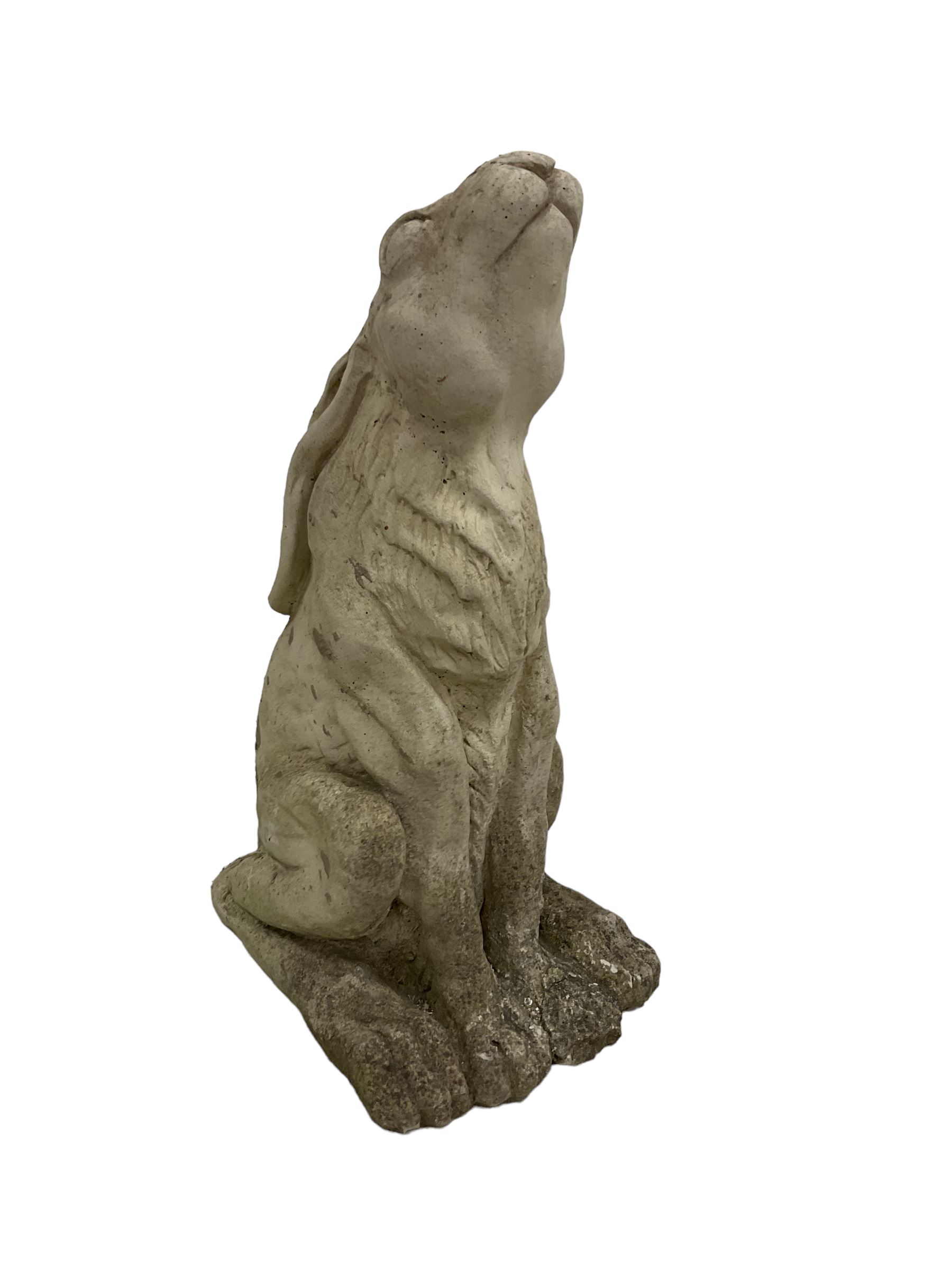 Composite stone garden statue of a moon-gazing hare - Image 3 of 4
