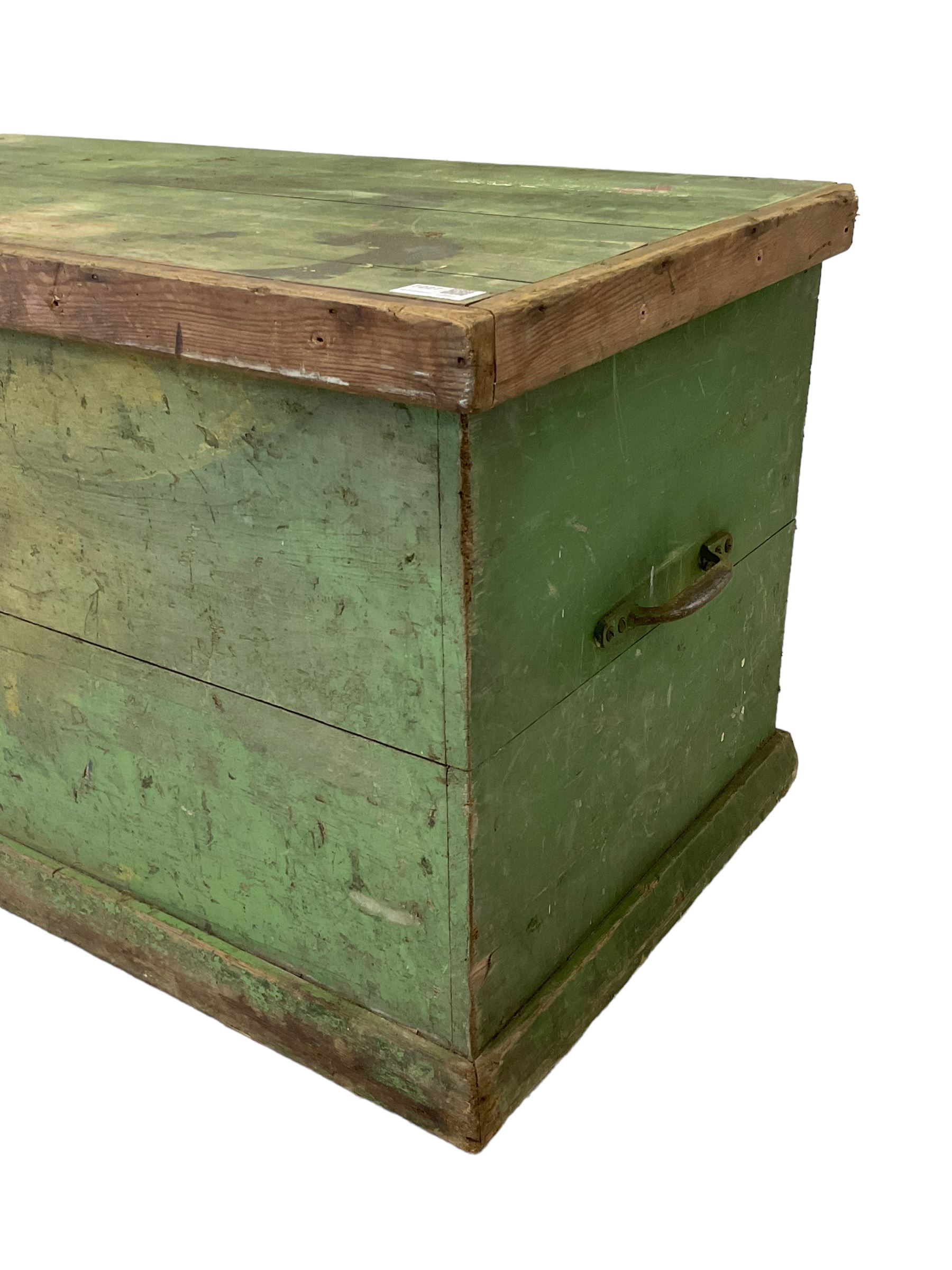 19th century green painted pine tool chest. the hinged lid enclosing tray with compartments - Image 2 of 5