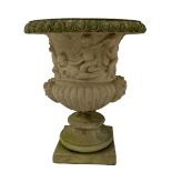 Composite stone Campana shaped garden urn