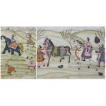 Rajasthani School (Early 20th century): Tiger Hunting Scene and Returning from the Hunt