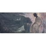 English School (Late 19th/Early 20th century): Angel Beside Cloaked Grieving Figure