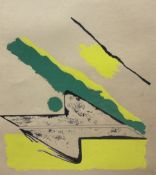 Spanish Abstract School (20th century): Abstract Colour Block Composition in Yellow and Green