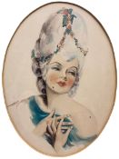 English School (Early 20th century): Stylised Portrait of Marie Antoinette