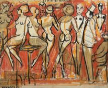 French School (Early to Mid-20th century): Fashionable Bar Scene with Nude Figures