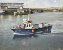 John Cooper (British 1942-): Valhalla Fishing Boat in Bridlington Harbour