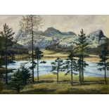 AH Andrews (British Early 20th century): 'Blea Tarn and Langdale Pikes'