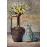 English school (late 19th century): Still Life of Flowers in a Jug