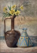 English school (late 19th century): Still Life of Flowers in a Jug