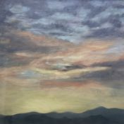Irene Brown (British 20th century): Sunset over the Mountains