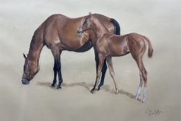 Adriana Zaefferer (British 1952): Mare and Foal