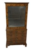 George II walnut cabinet on chest