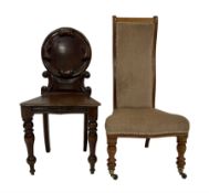 19th century walnut framed nursing chair