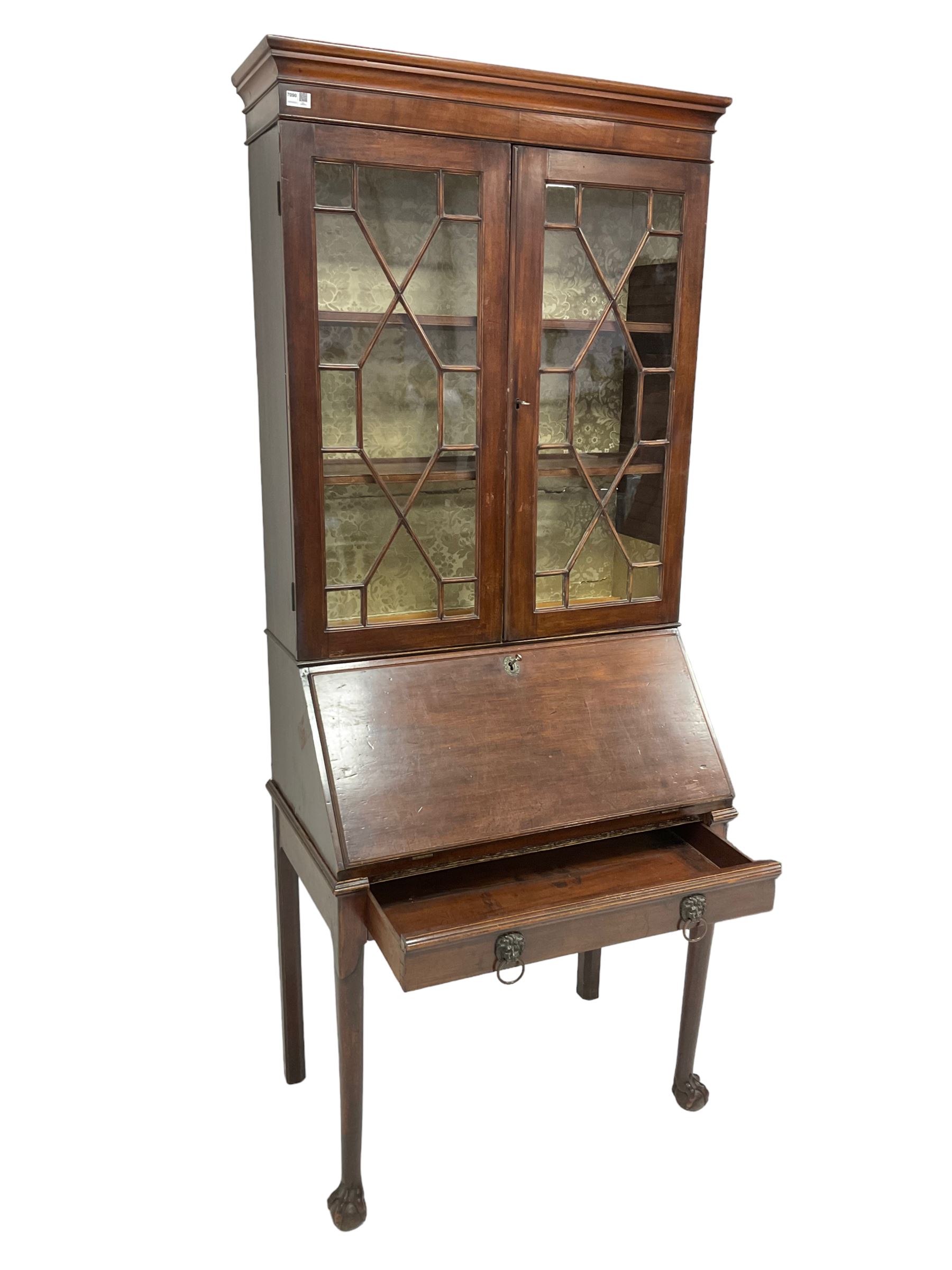 George III mahogany secretaire bookcase - Image 6 of 8