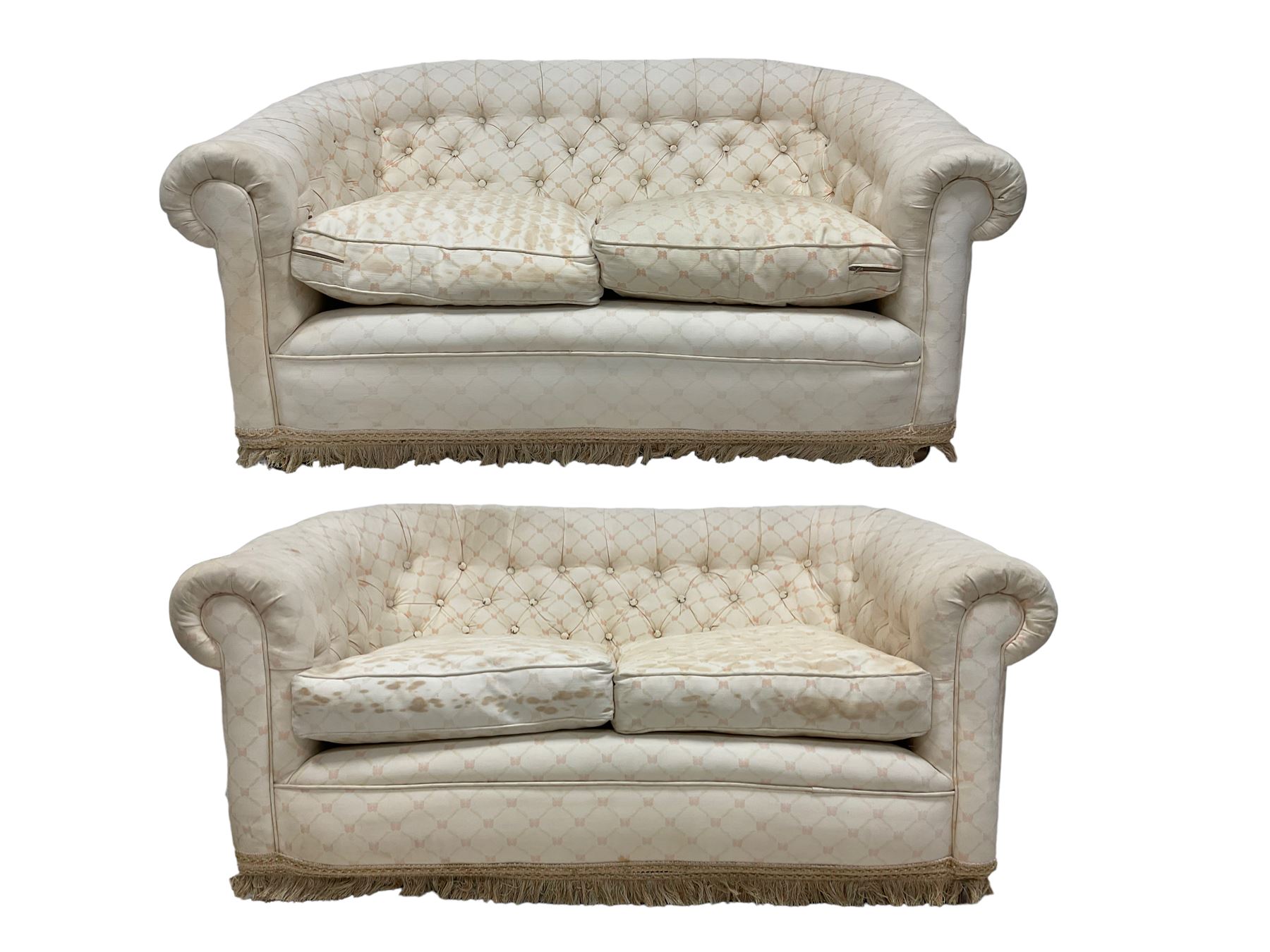 Pair chesterfield design two seat sofas