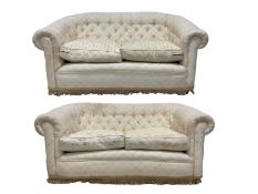 Pair chesterfield design two seat sofas