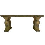 19th century design composite stone three-piece garden bench