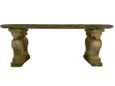 19th century design composite stone three-piece garden bench
