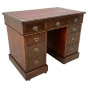 Late Victorian walnut twin pedestal desk