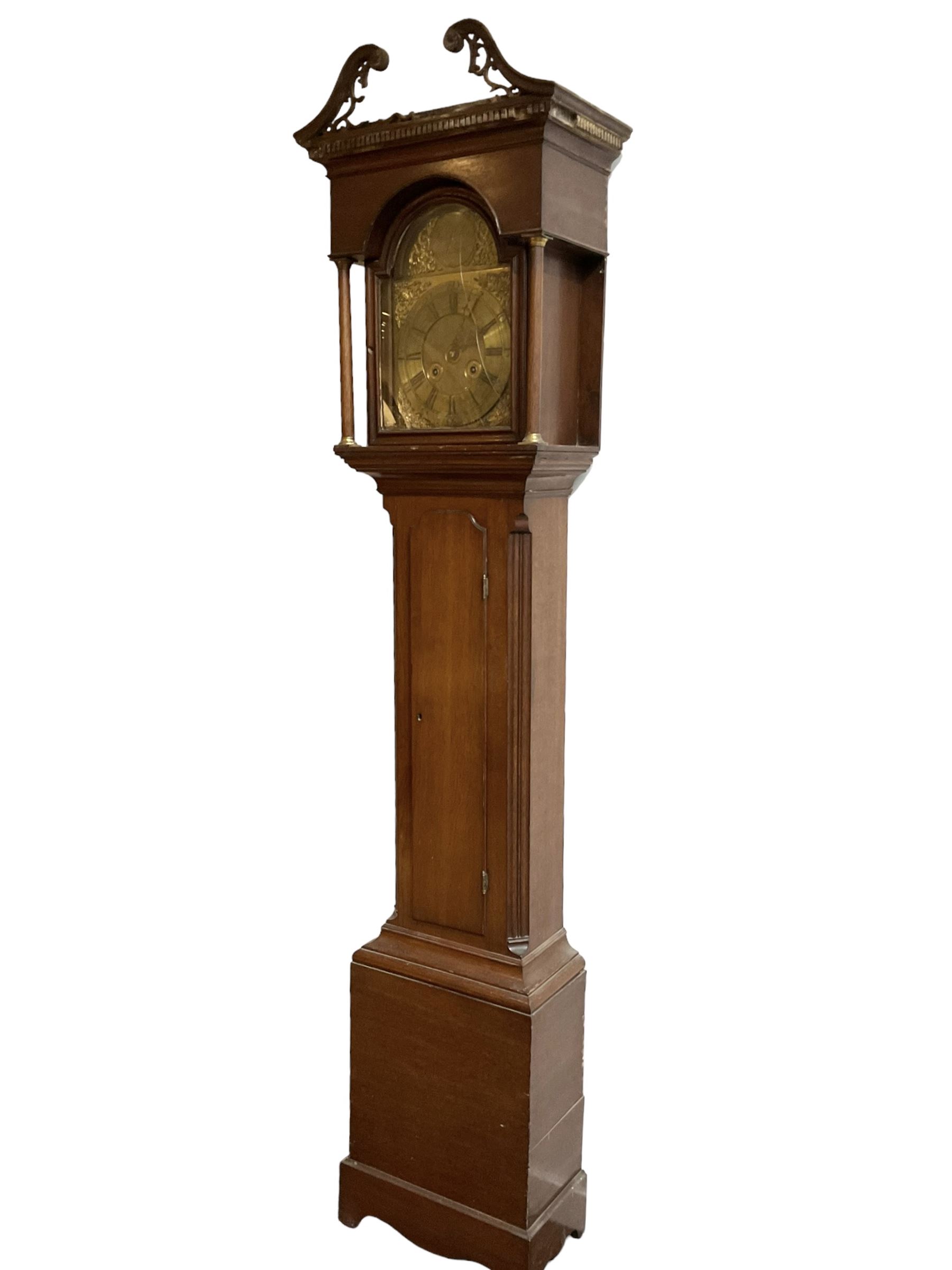 Unusual and rare 18th century key-wound two train 30-hour mahogany longcase clock - with a swans nec - Image 2 of 8