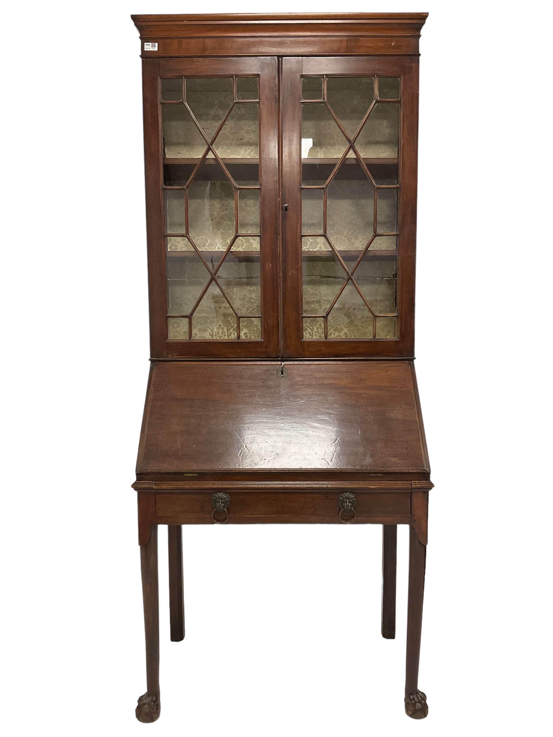 George III mahogany secretaire bookcase - Image 2 of 8