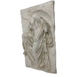 Marble effect relief wall plaque of Athene Nike removing her sandals