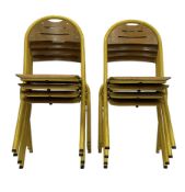 Set 8 mid-20th century French stacking school chairs