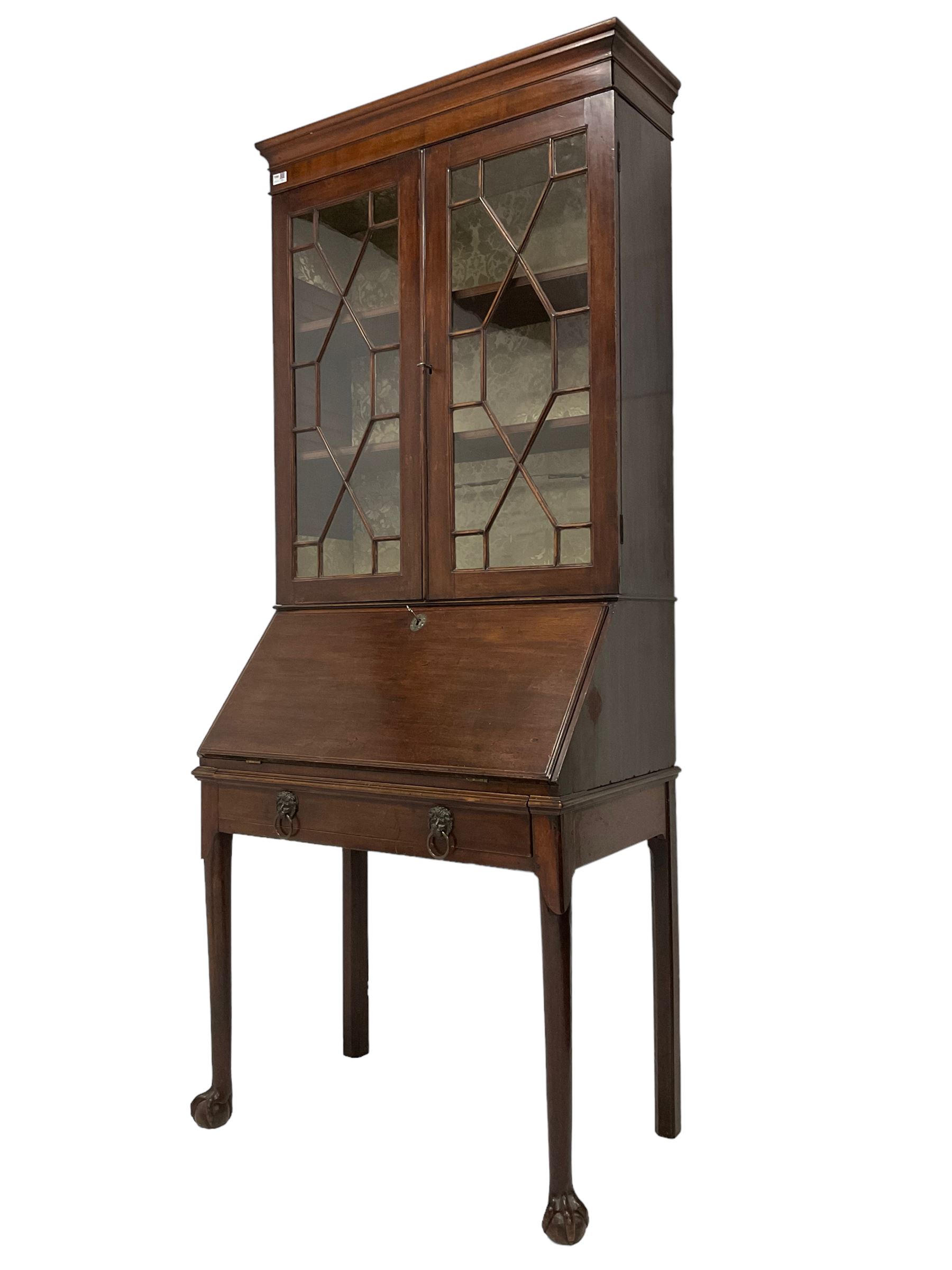 George III mahogany secretaire bookcase - Image 3 of 8