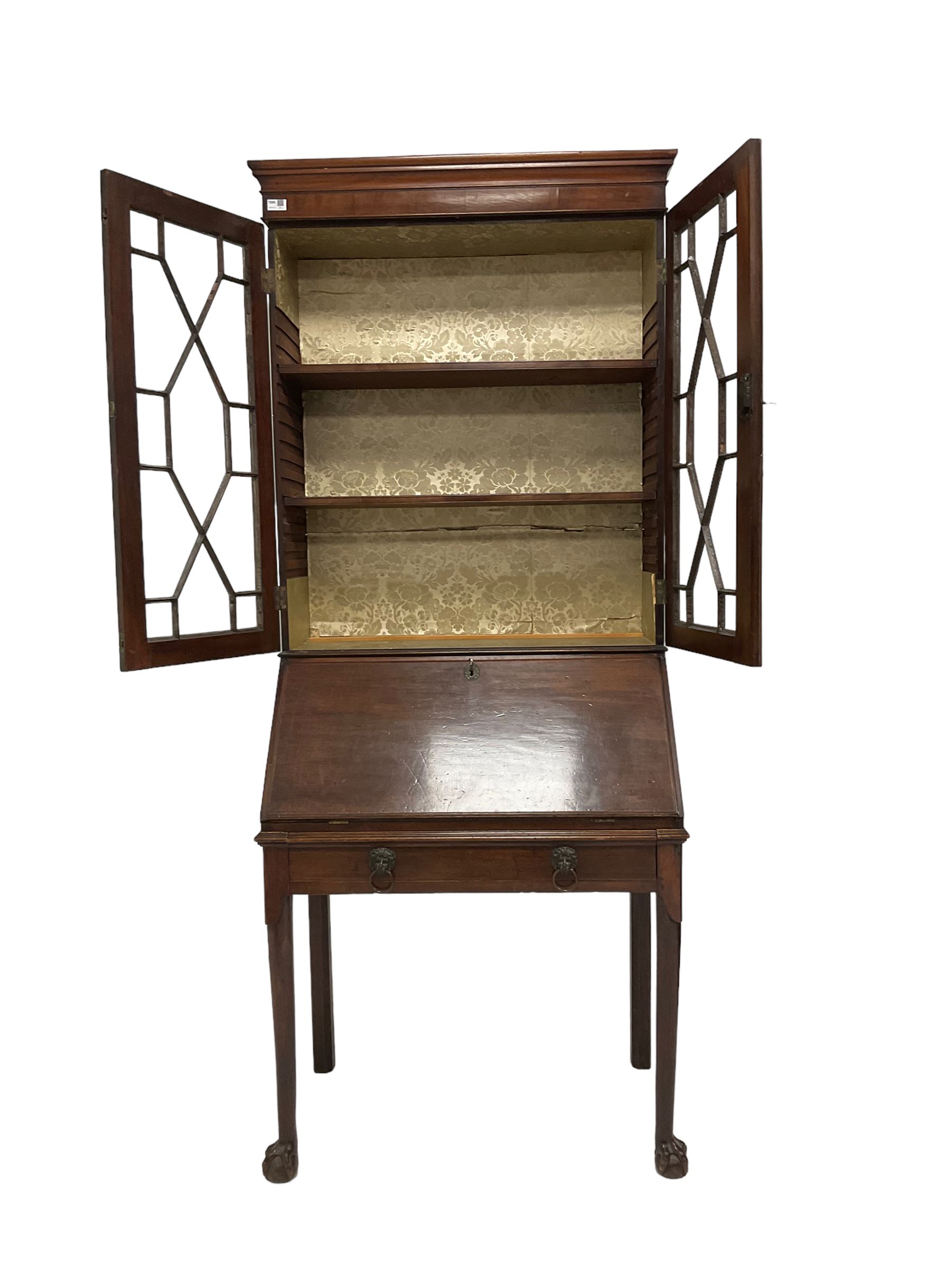 George III mahogany secretaire bookcase - Image 4 of 8