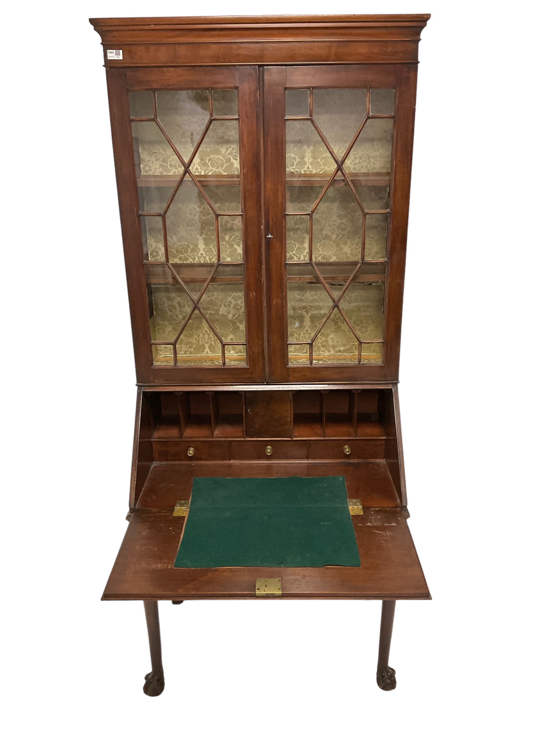 George III mahogany secretaire bookcase - Image 5 of 8