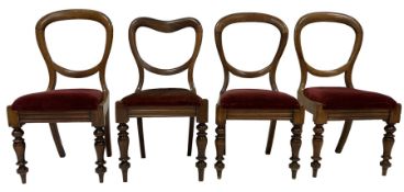 Set four Victorian mahogany framed dining chairs