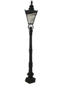 Victorian design cast iron street lamp with black lantern top