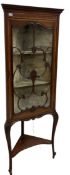 Edwardian inlaid mahogany corner display cabinet