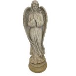 Composite stone garden figure modelled as a winged praying angel