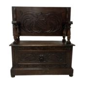 Carolean design oak monks bench or settle