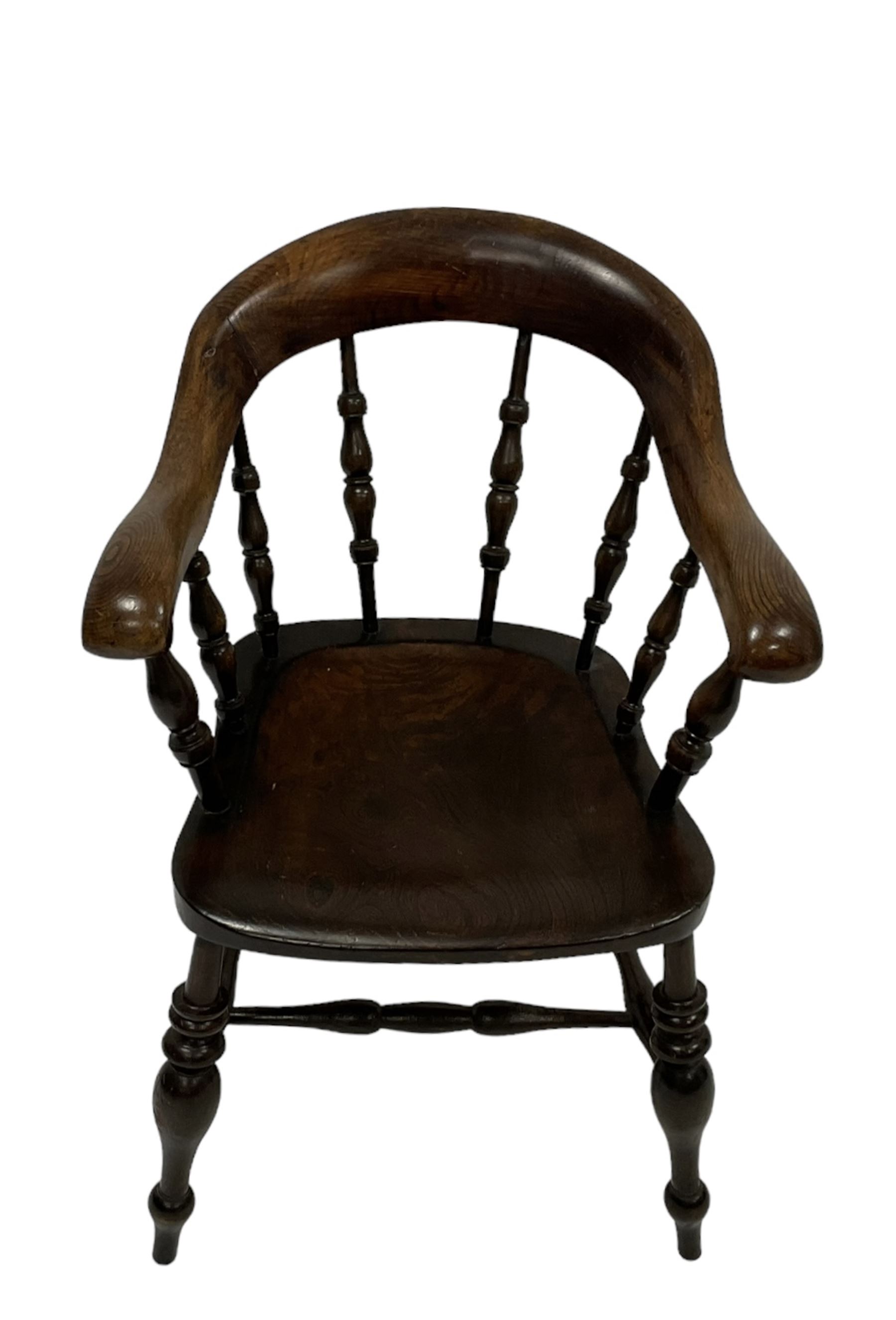 19th century elm and ash captains smokers bow chair - Image 2 of 4