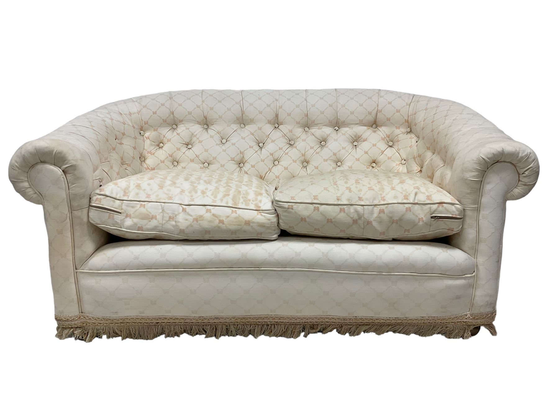 Pair chesterfield design two seat sofas - Image 3 of 8